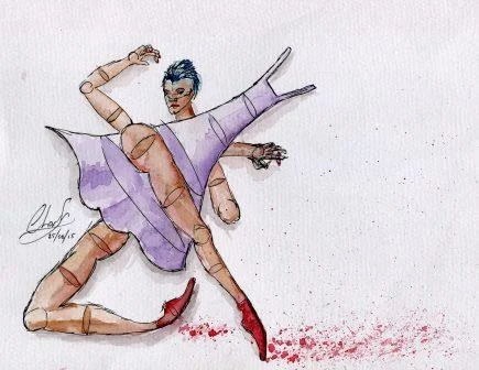 84c Landberg, Charl - The Red Shoes, Watercolour & Ink on paper..jpg