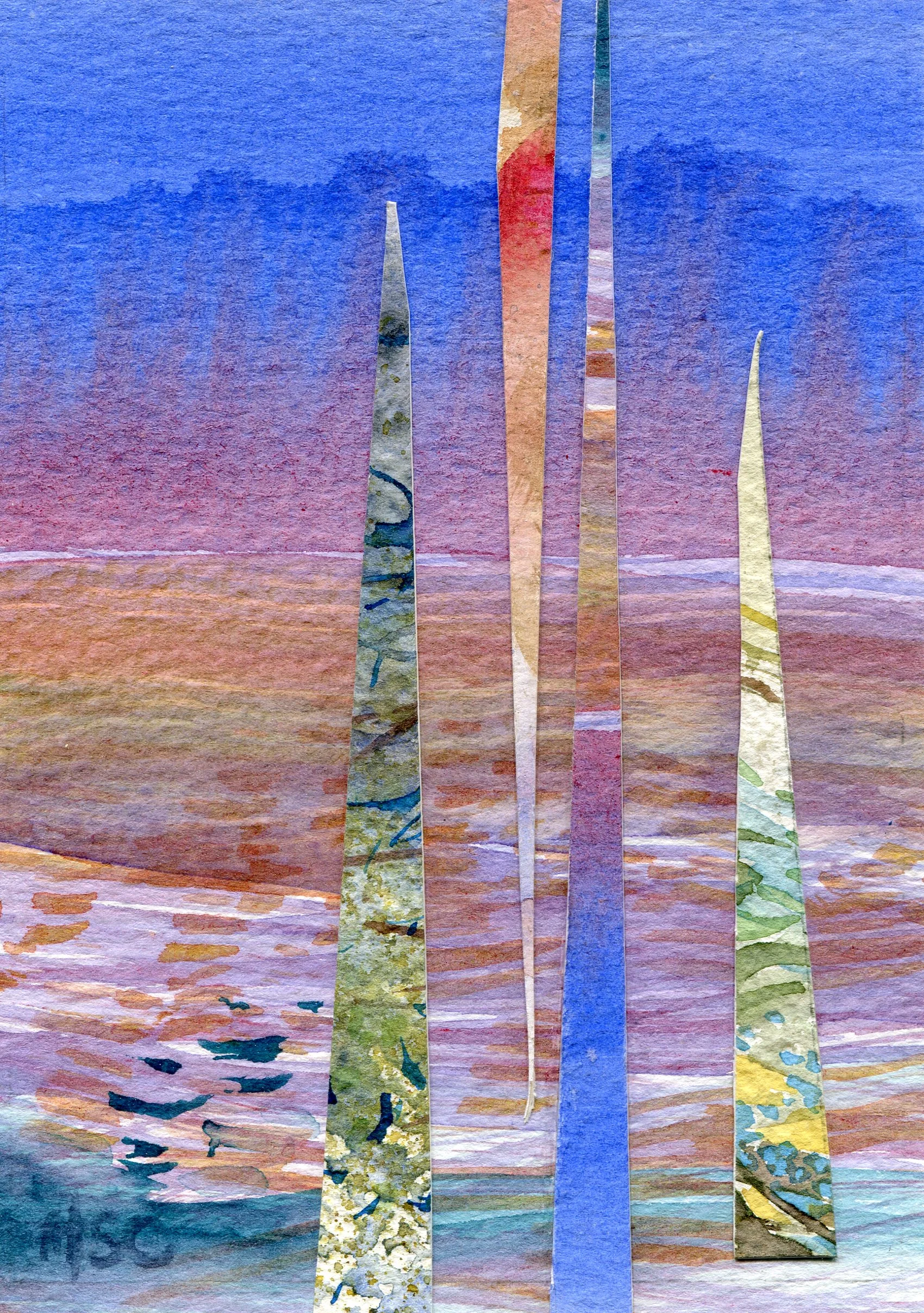 19C Hermine Coleman Reflection watercolour collage on paper