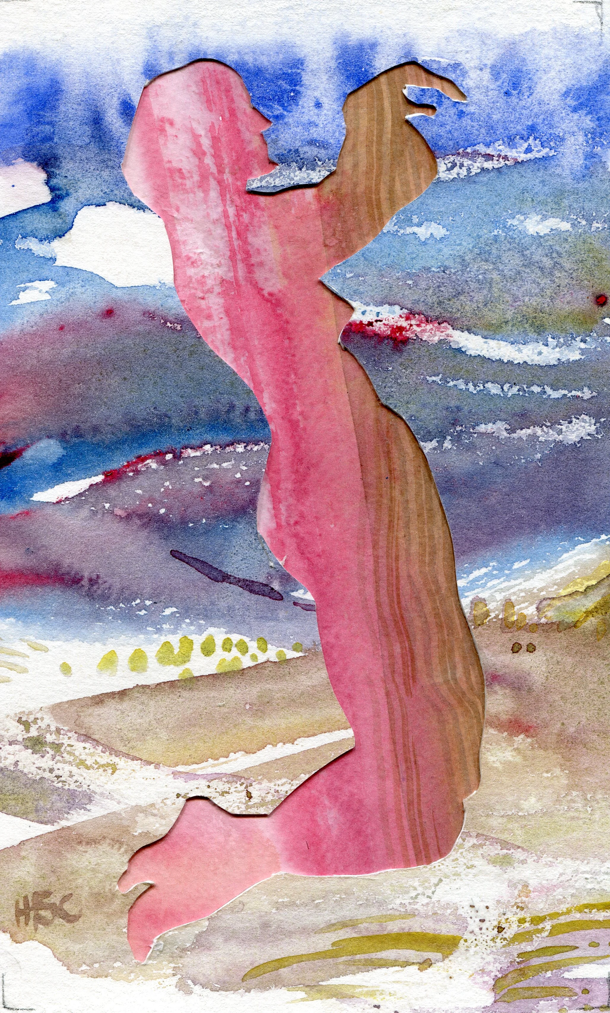 15b Hermine Coleman Draining watercolour collage on paper