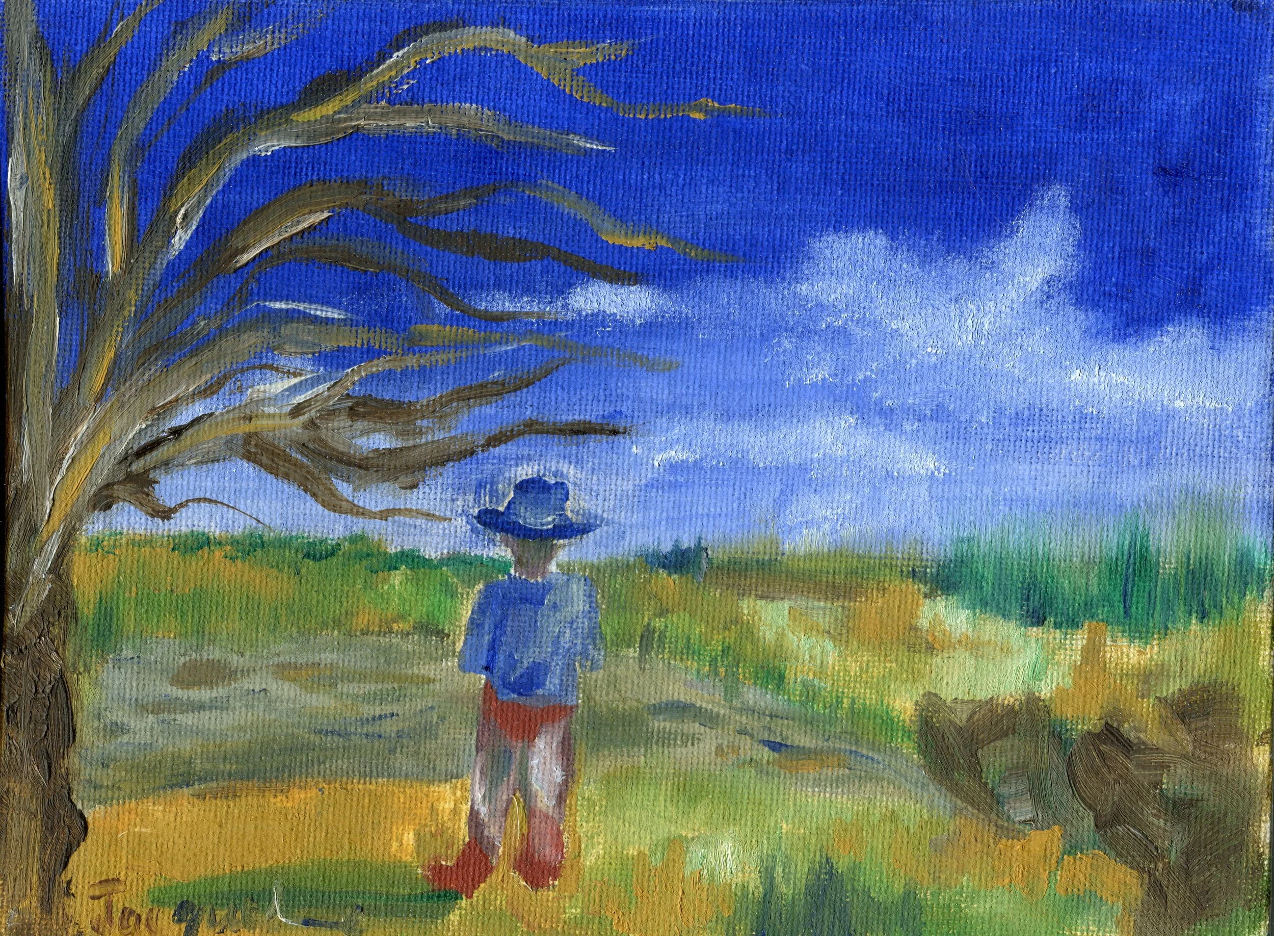 32a Jacqueline Edwards Looking out oil on canvas board
