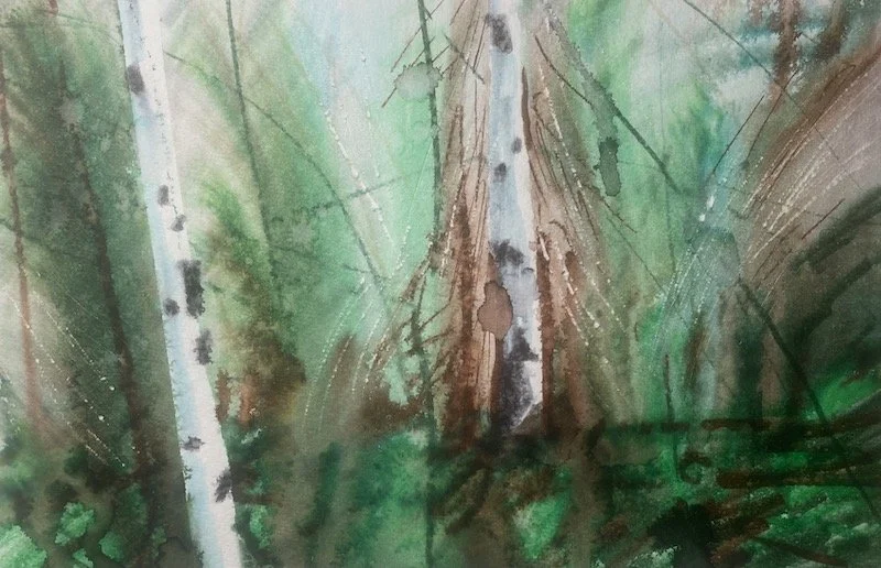   Near Nelson II   mixed media on paper 5 × 10 (in) 2025 