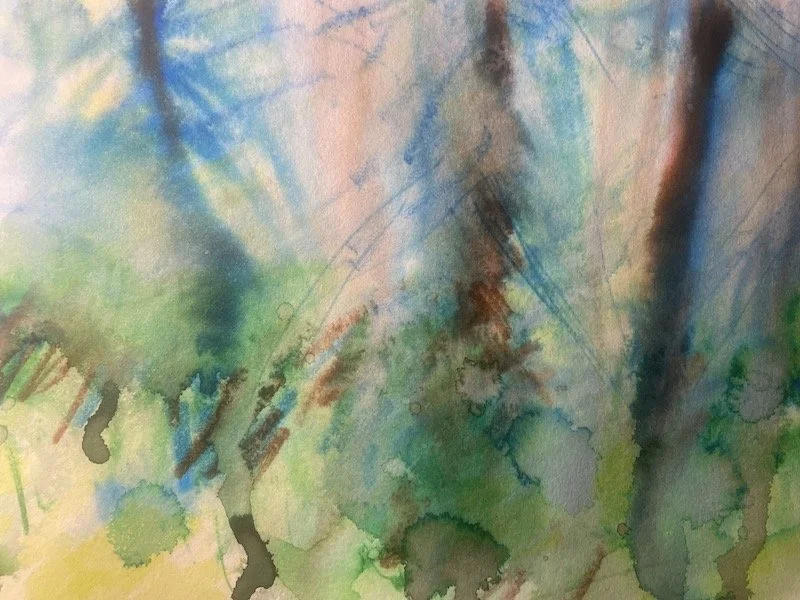   Morning   mixed media on paper 5 × 10 (in) 2025 