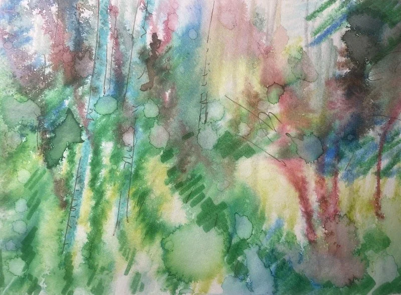   Into Sun   mixed media on paper 5 × 10 (in) 2025 