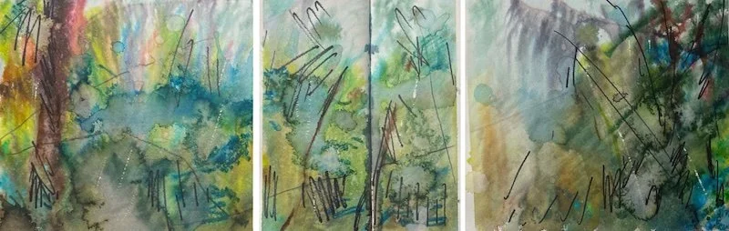   Toward Aberfoyle   mixed media on paper 5 × 15 (in) 2025 
