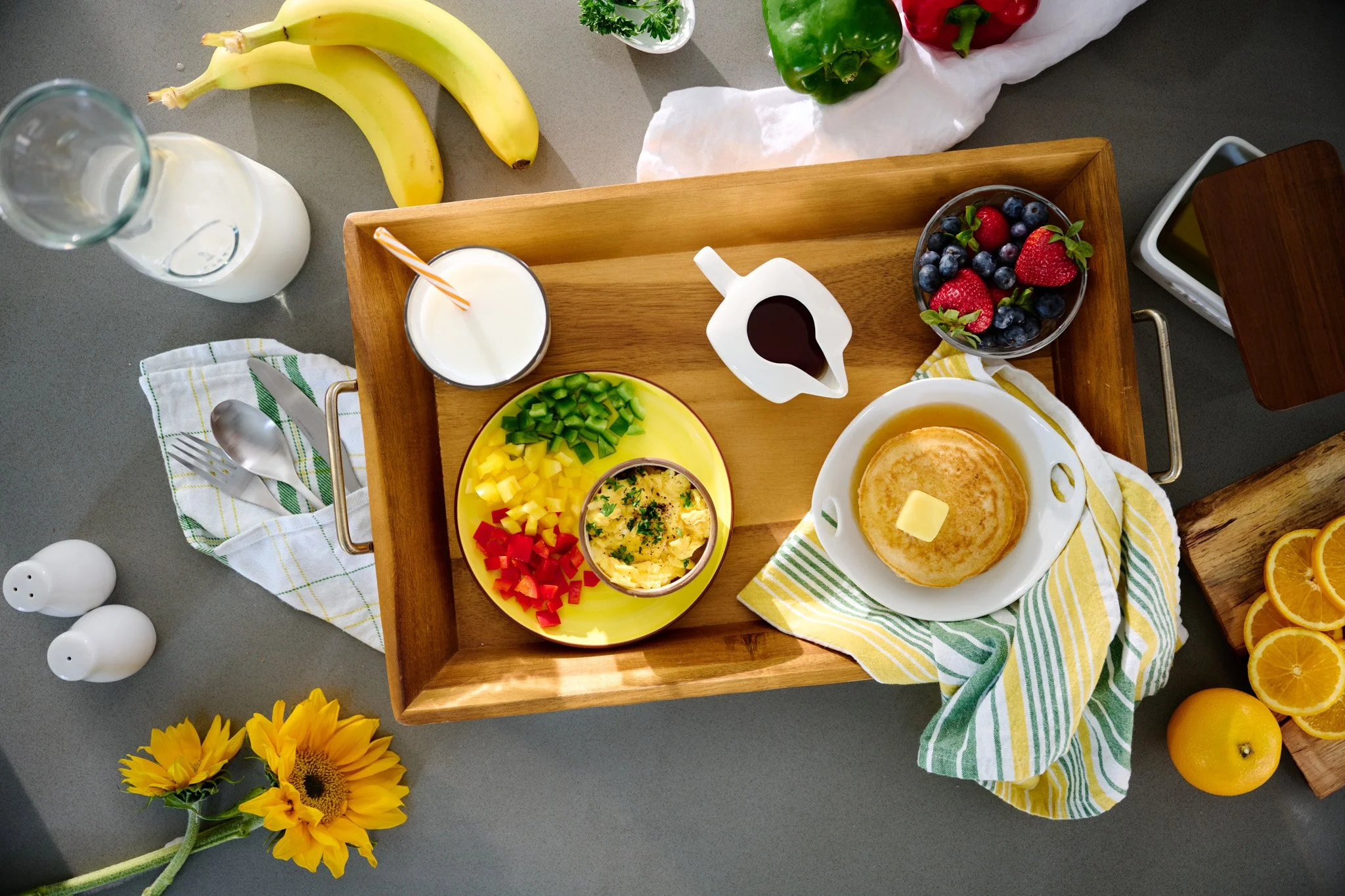 Sunlit breakfast photography