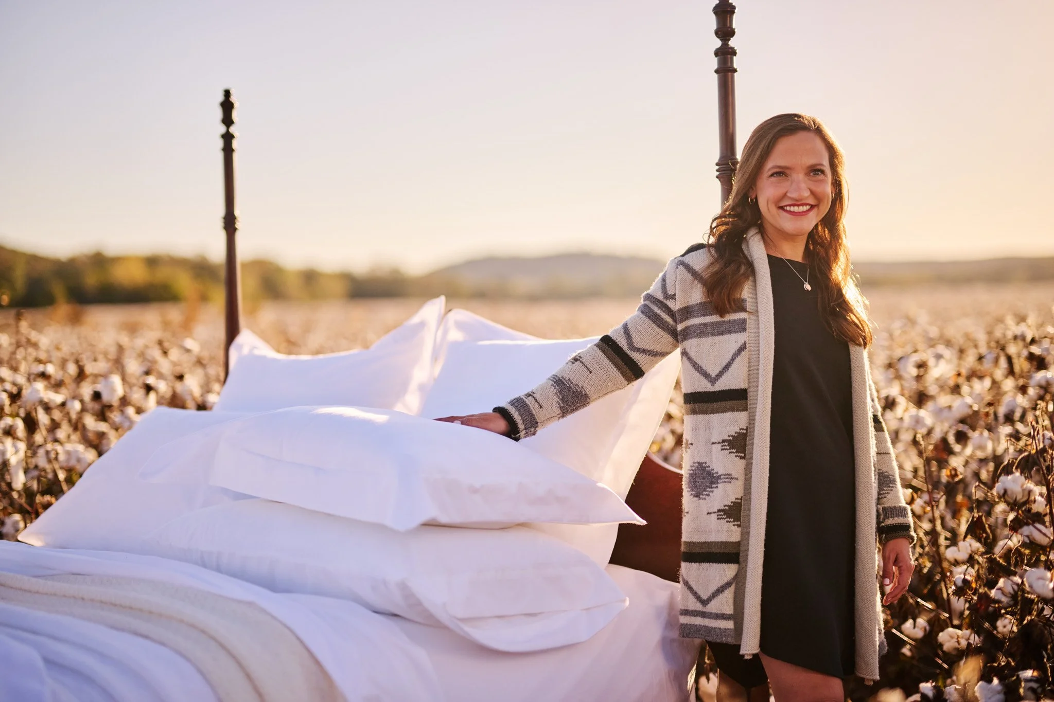 Cotton Field Lifestyle Image at Sunrise