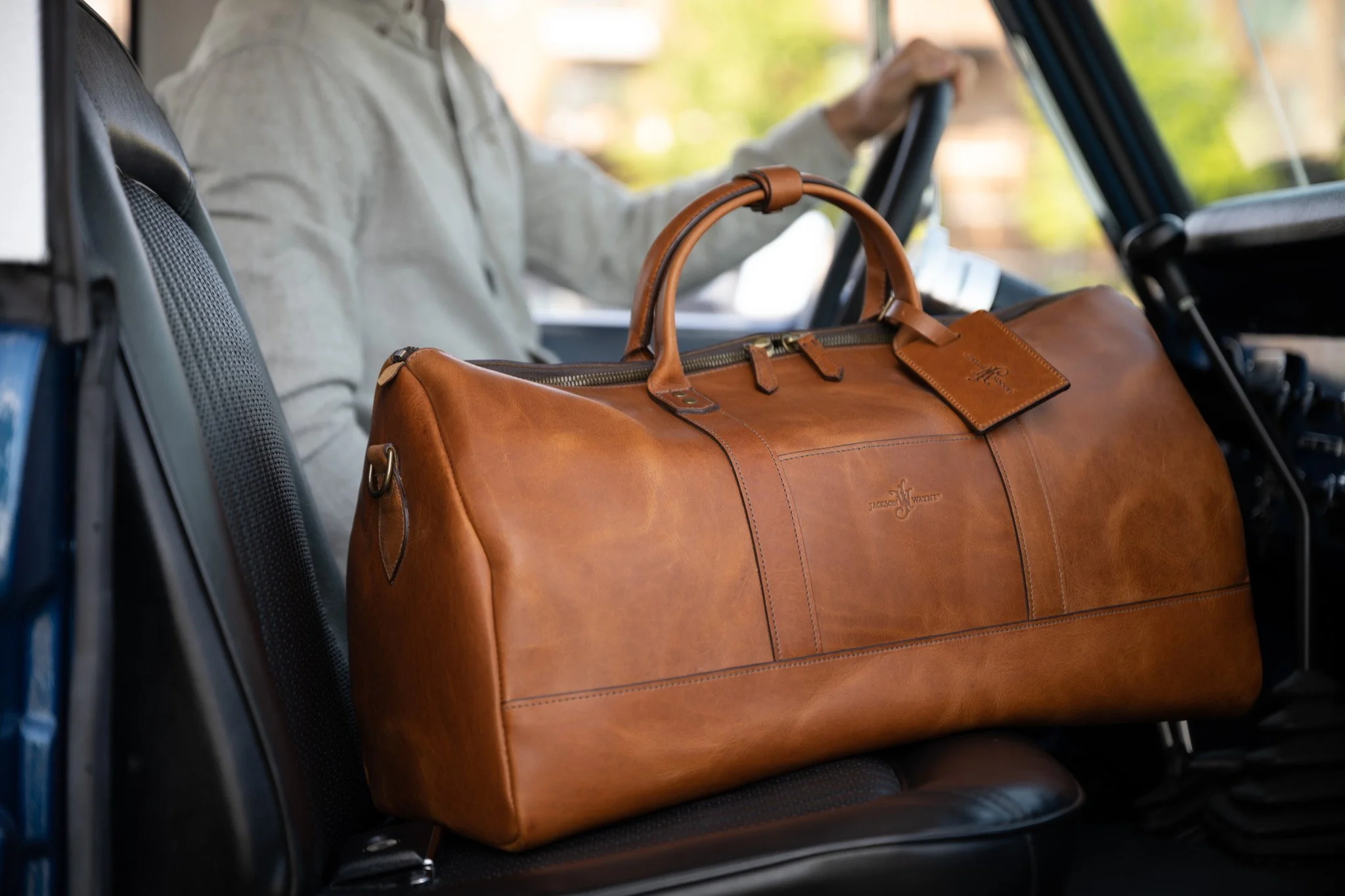 Jackson Wayne Leather Goods Duffle in Ford Bronco.