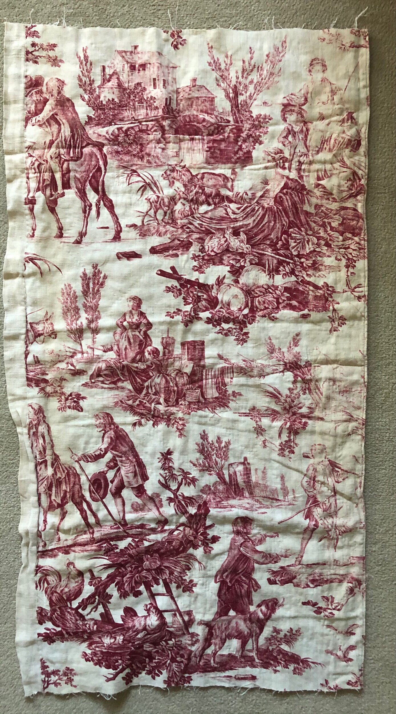 Antique French Toile 1808 Cupids and Medallions Toile De Jouy 