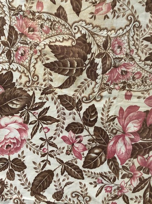 Pink and Brown Floral Chintz Fabric — Pique