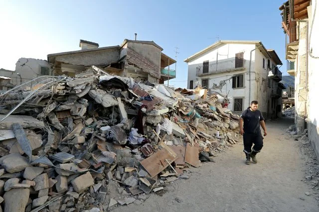 Earthquake destruction in central Italy.