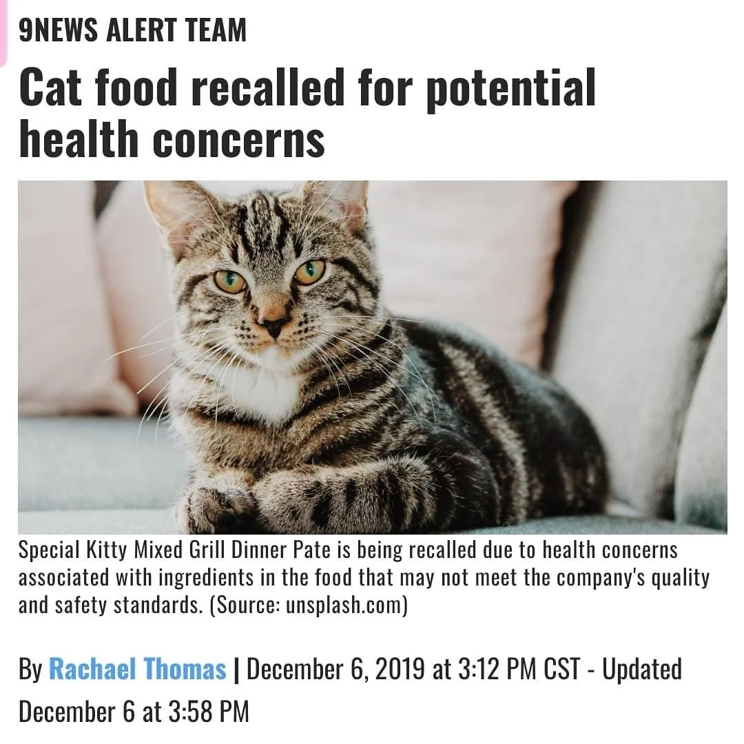 - A recall of Special Kitty cat food is being issued due to health concerns potentially linked to ingredients in the food that are believed to not meet the company quality and safety standards.

The U.S. Food and Drug Administration (FDA) announced t