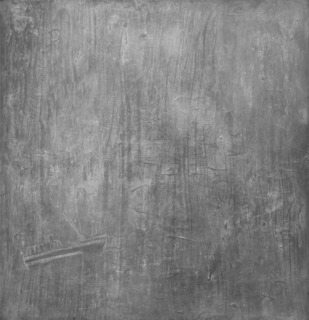 The wreck of the SS Moorhawk, as though in a chalkstorm