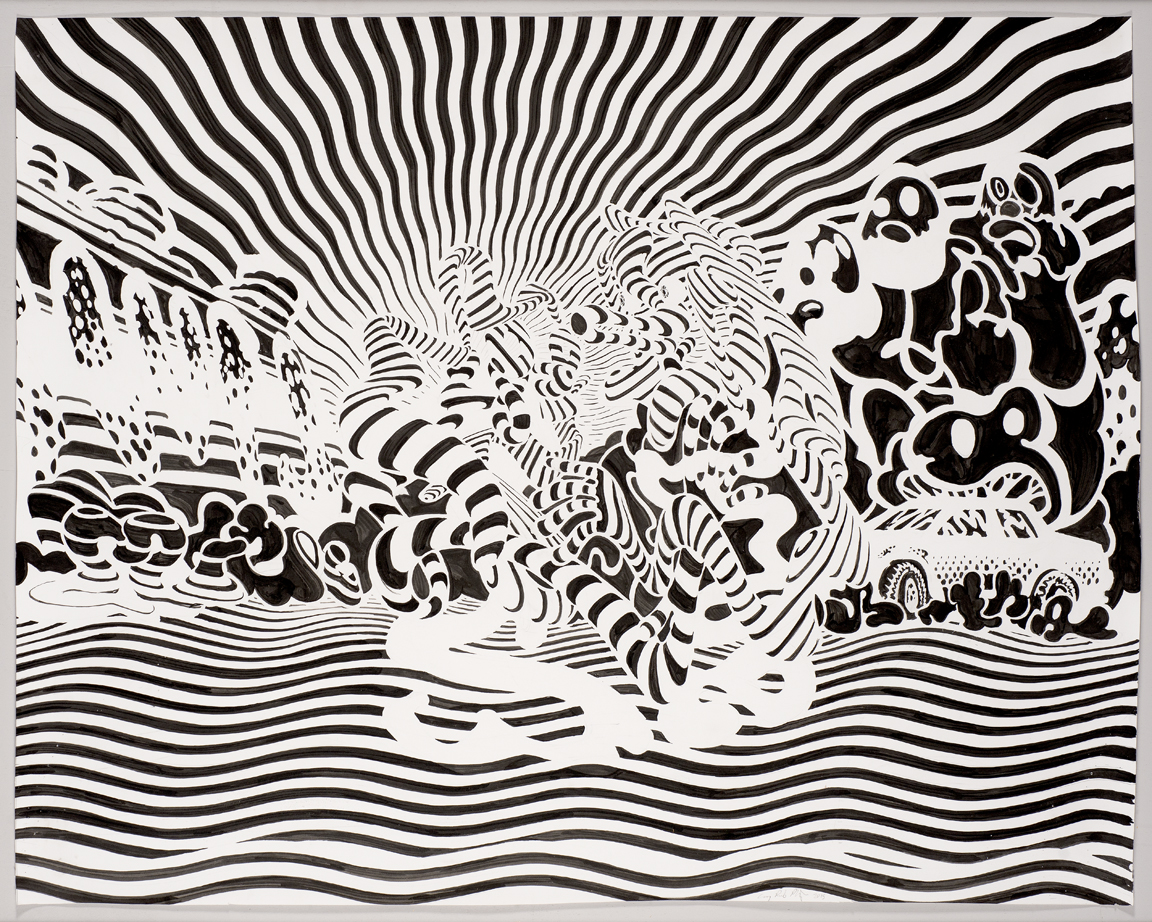 Bathing Couple , 2015. Ink on paper. 43" x 54"