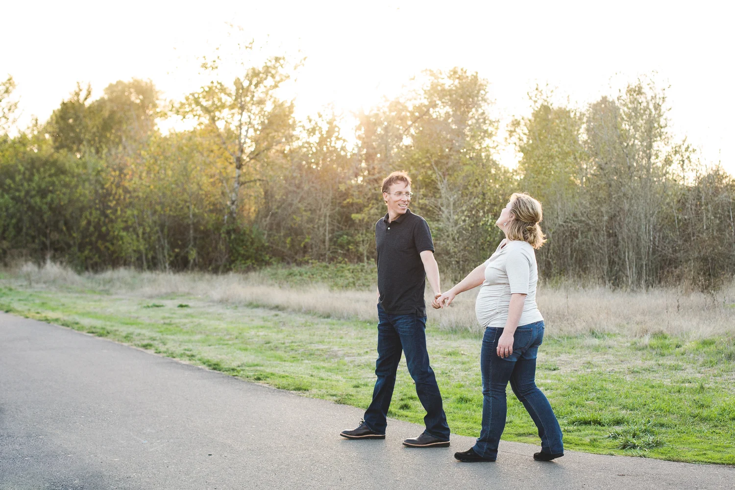 husband and walking together in the park