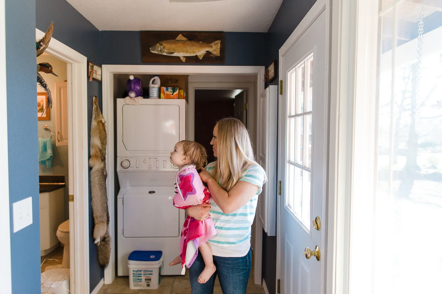 mom and daughter getting ready in the morning