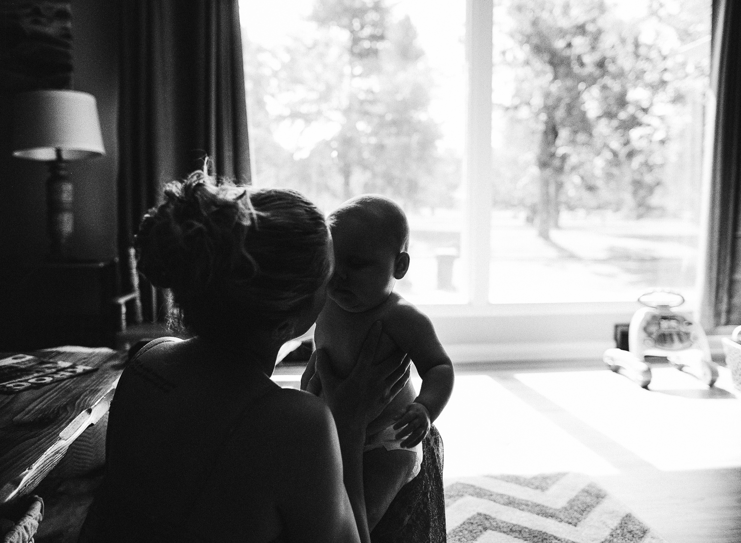 beautiful baby girl and mother