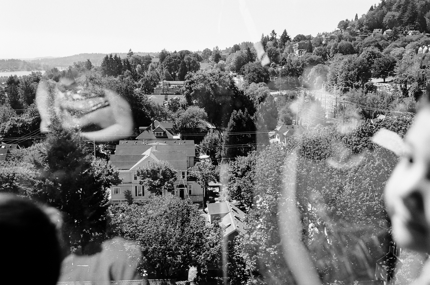 Family riding the Portland Tram
