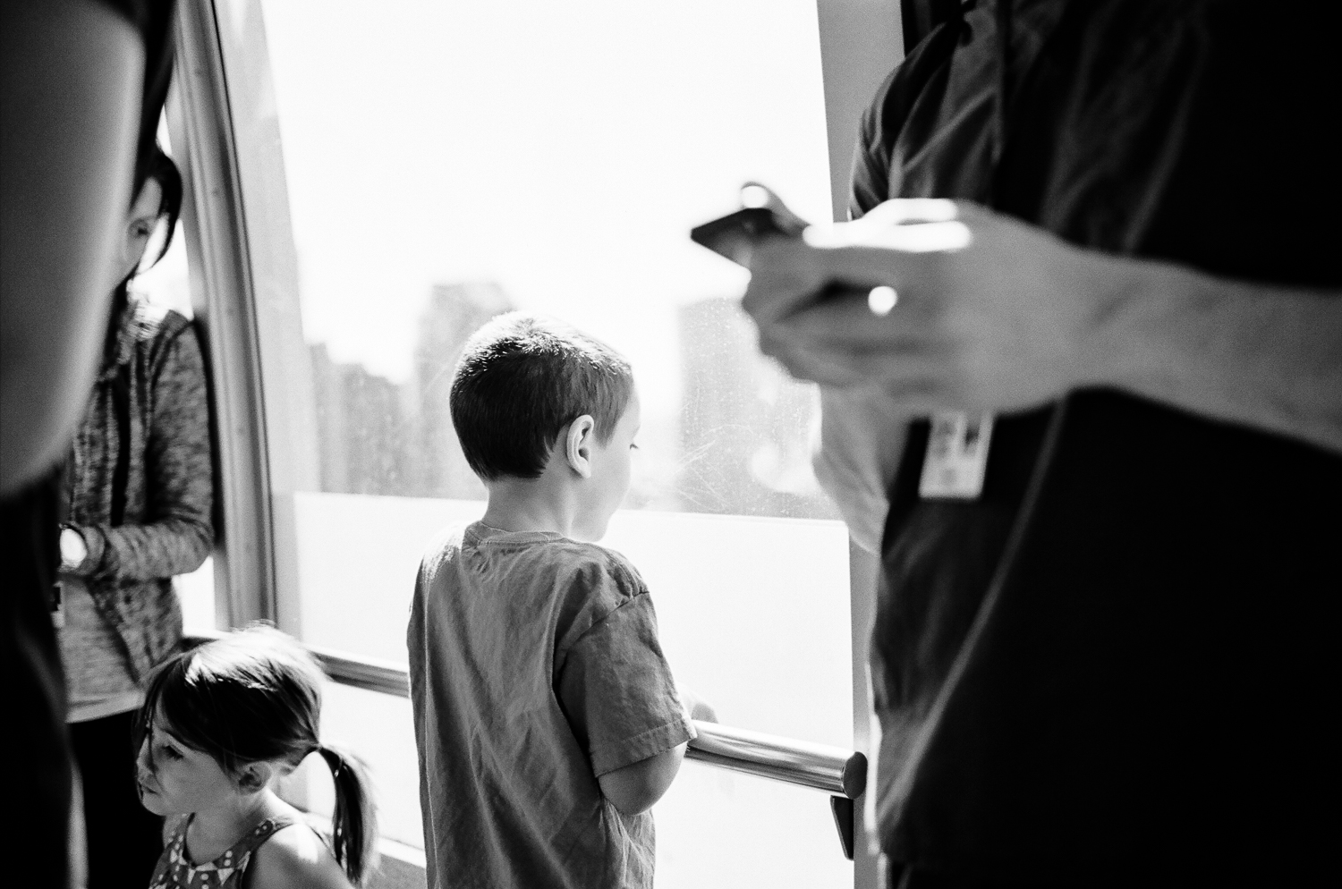 Family riding the Portland Tram