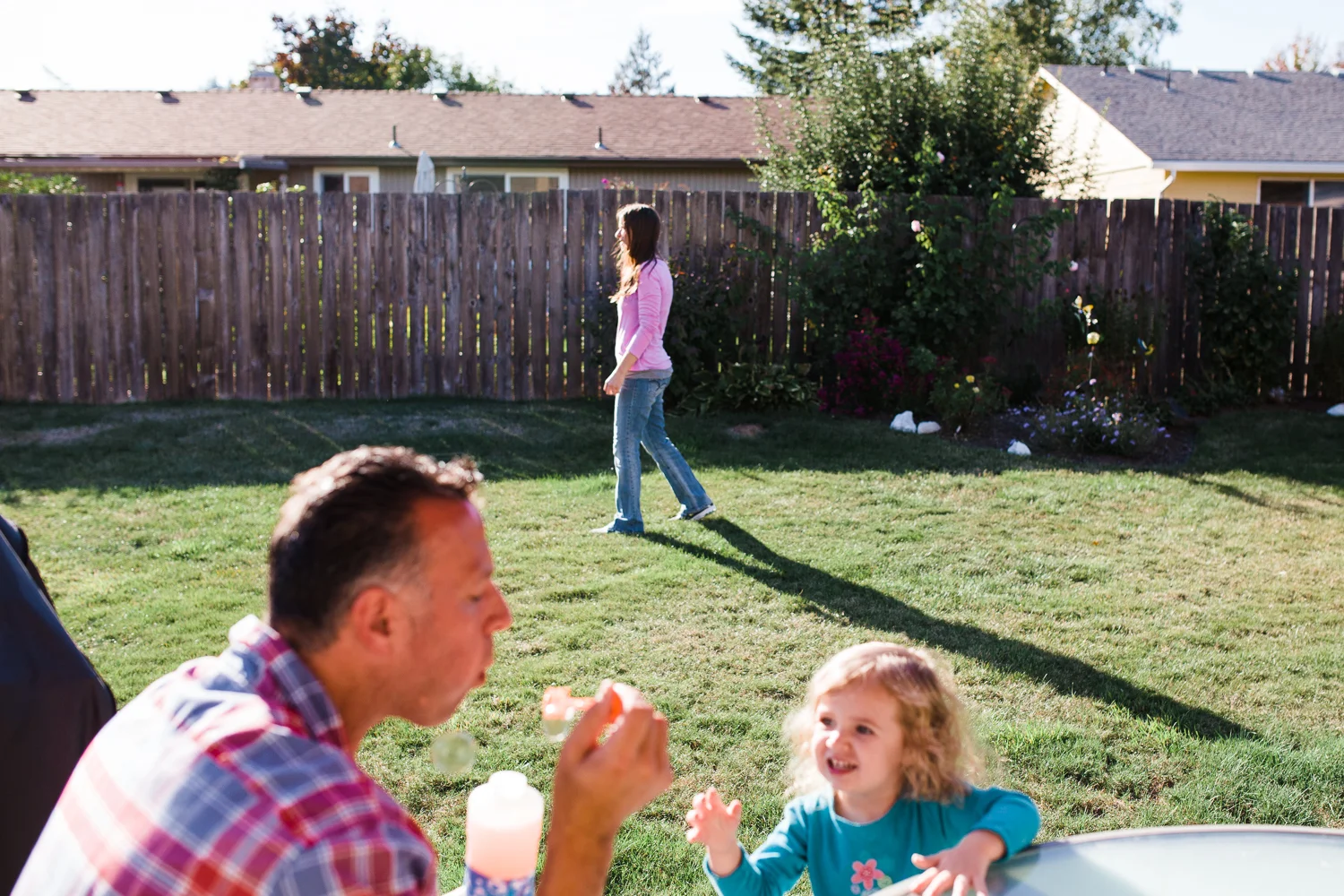 little girl playing with her dad