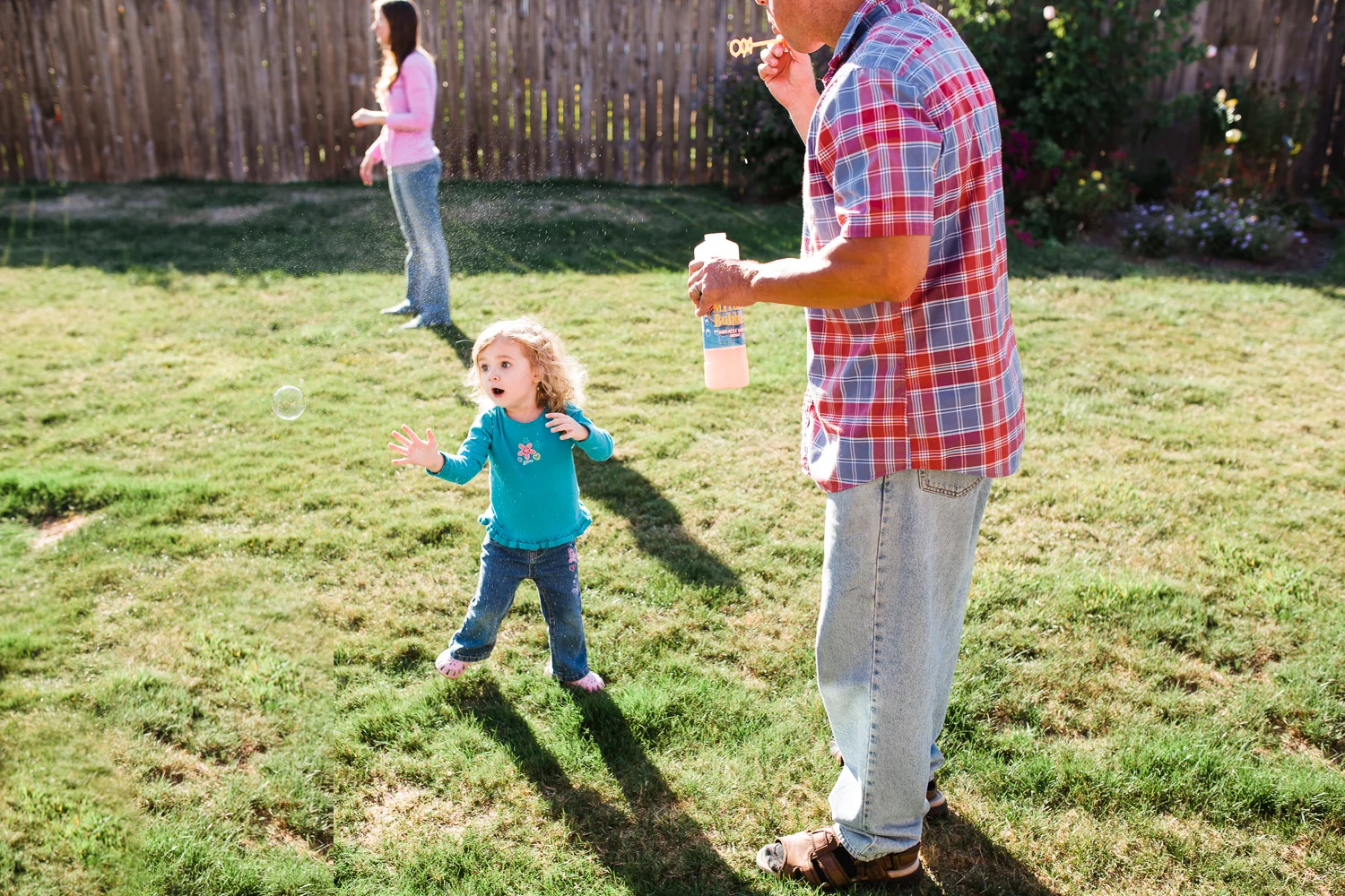little girl playing with her dad