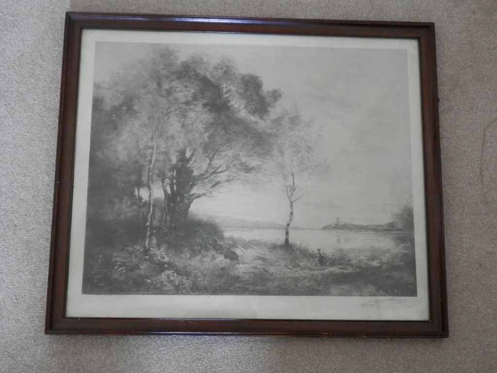 Signed print of Lucien Gautier etching of work by Corot