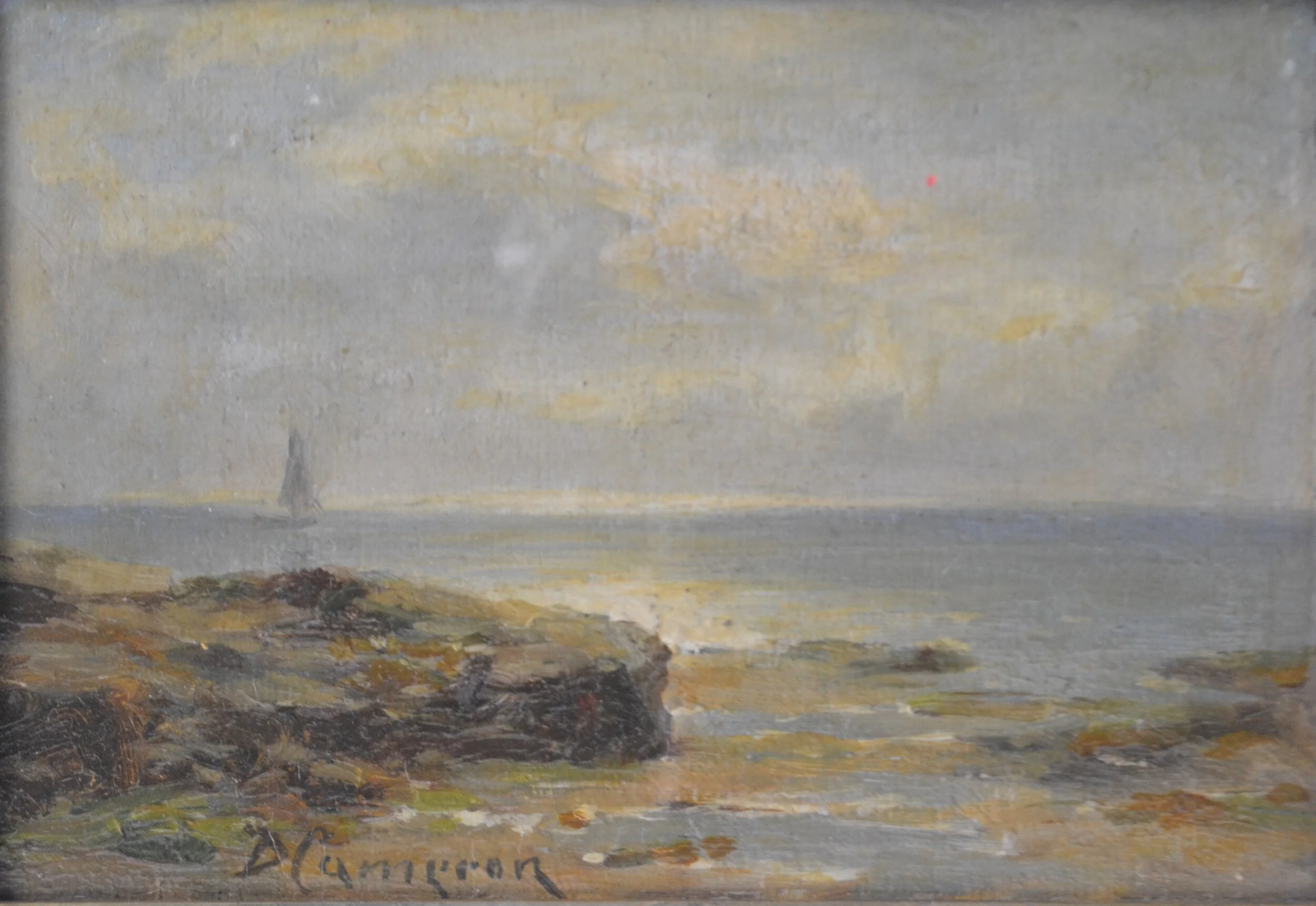 DUNCAN Young Cameron RA, Scottish Seascape, oil on board, signed, (10.5 x 15cm approx).  