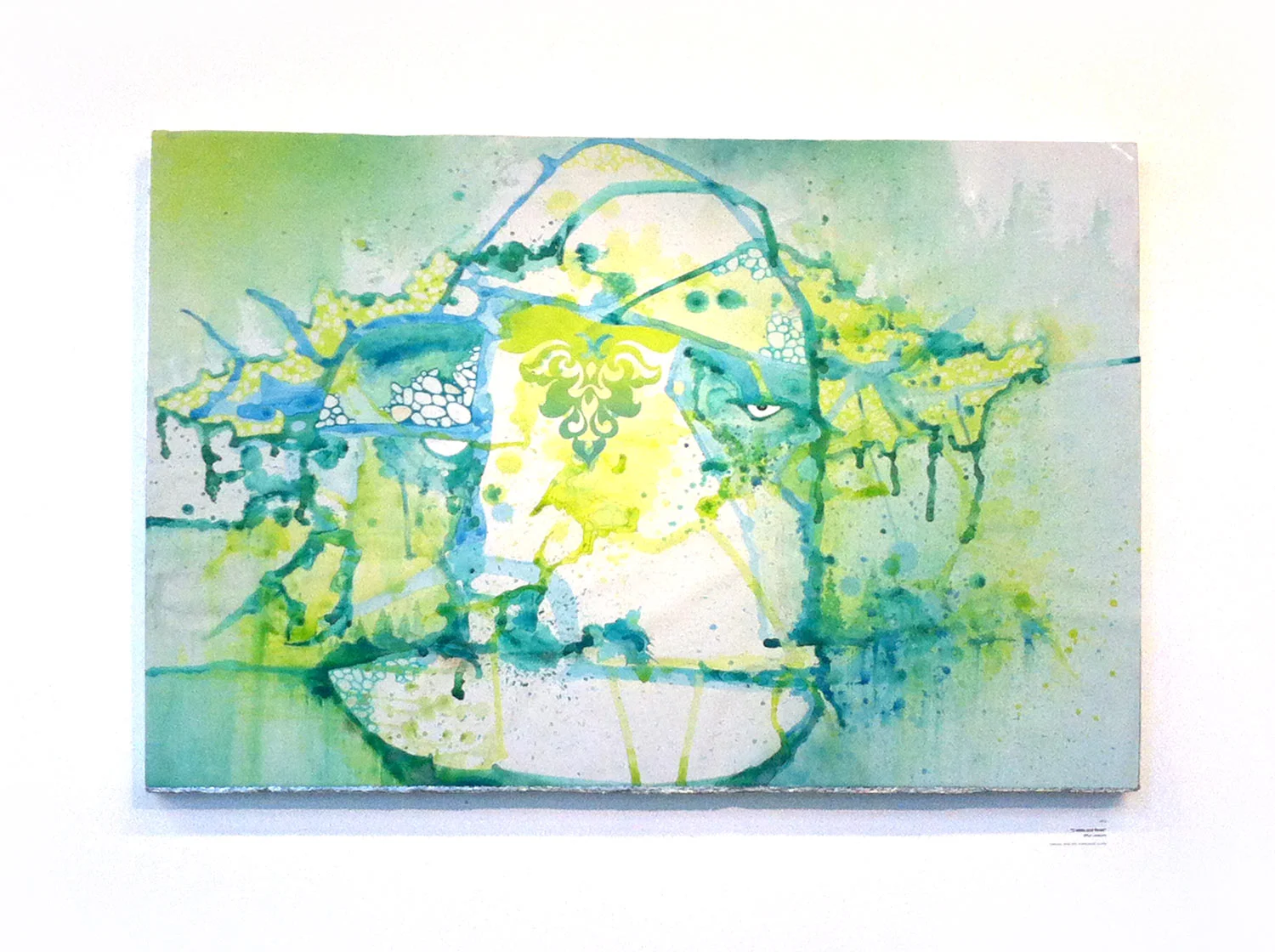 Watercolor, Spray Paint, Cut Vinyl, & Colored Pencil on Watercolor paper and mounted on Foam 40" x 24"