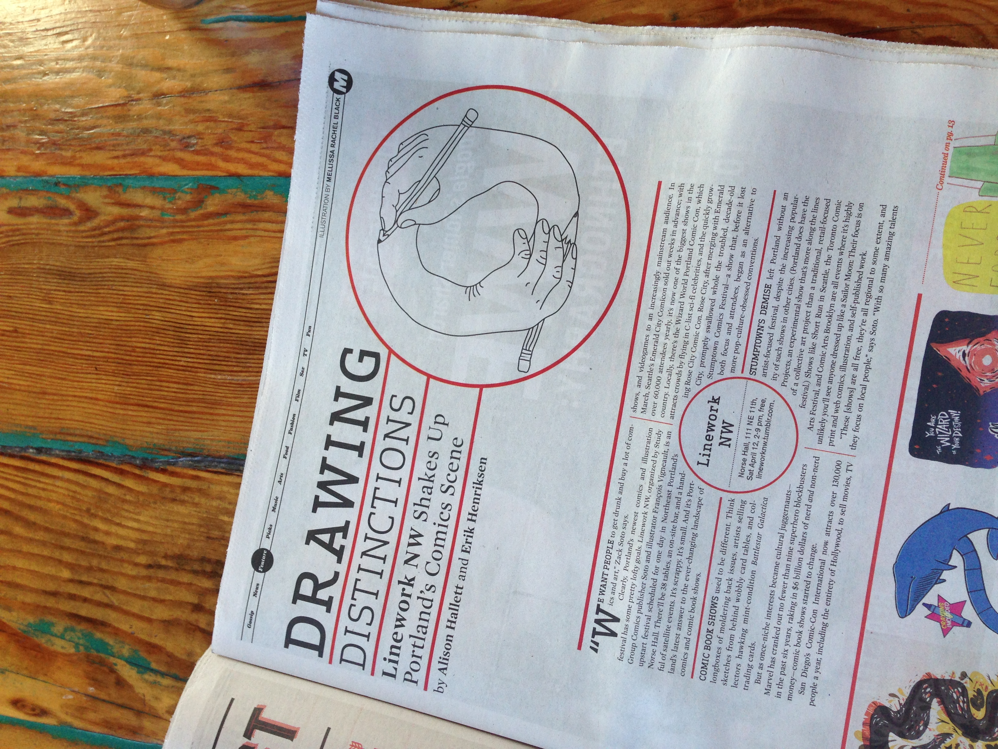 Feature illustration for Linework NW in the Portland Mercury.