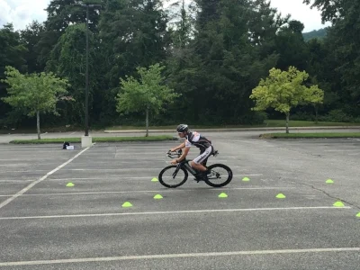 Zach cruising through a 180 degree turn drill.