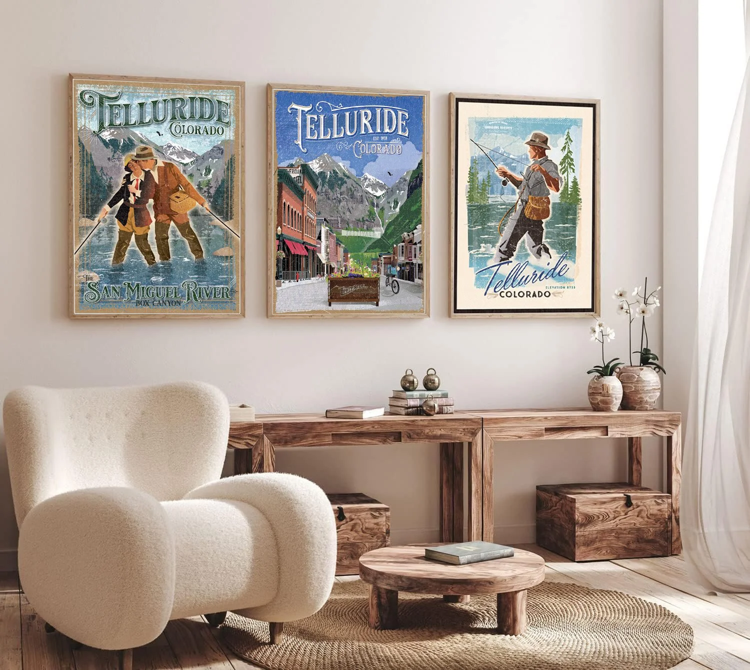 Western triptic living room Summer downtown and fishing_.jpg