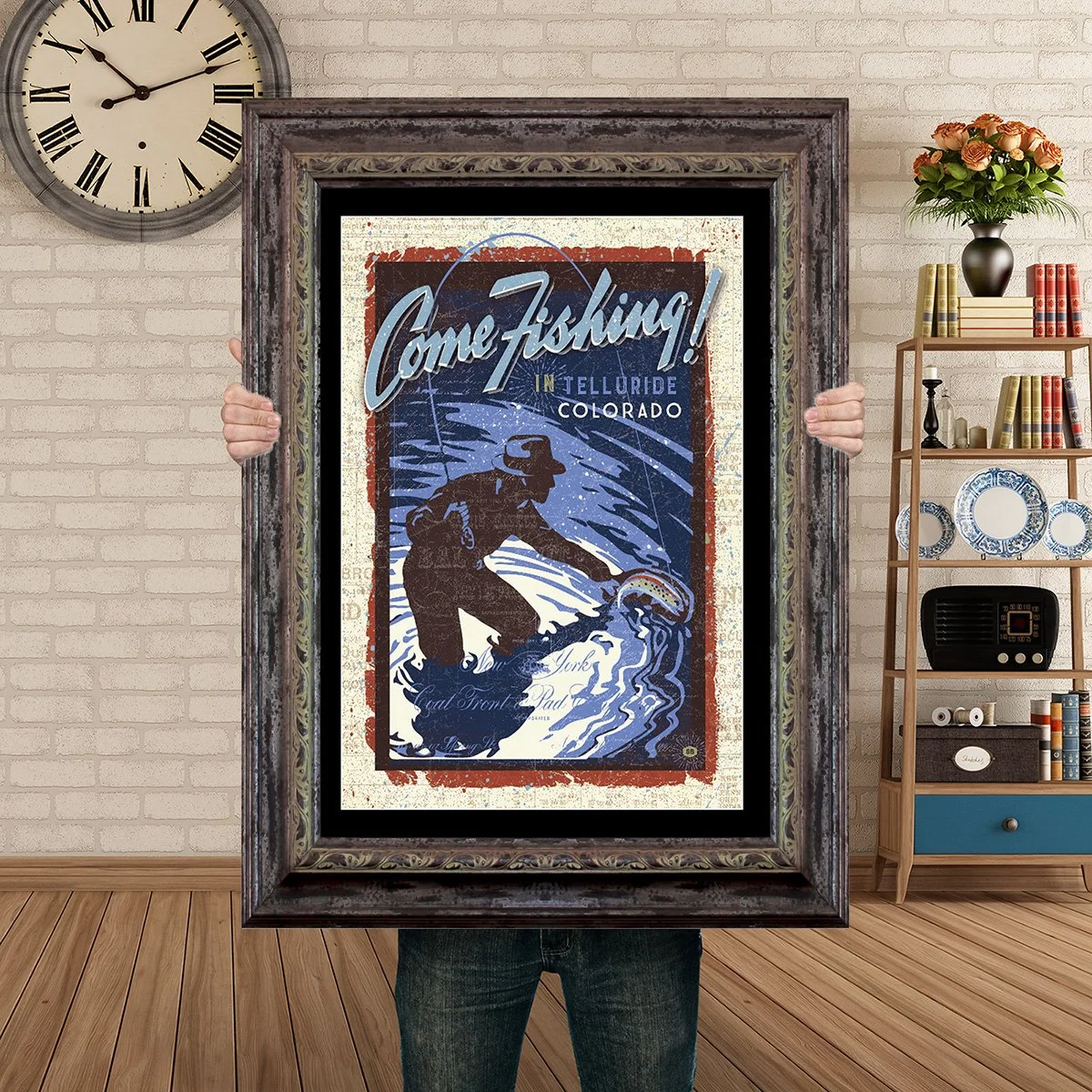 Man Holding Poster Mockup Barnwood Come Fishing.jpg