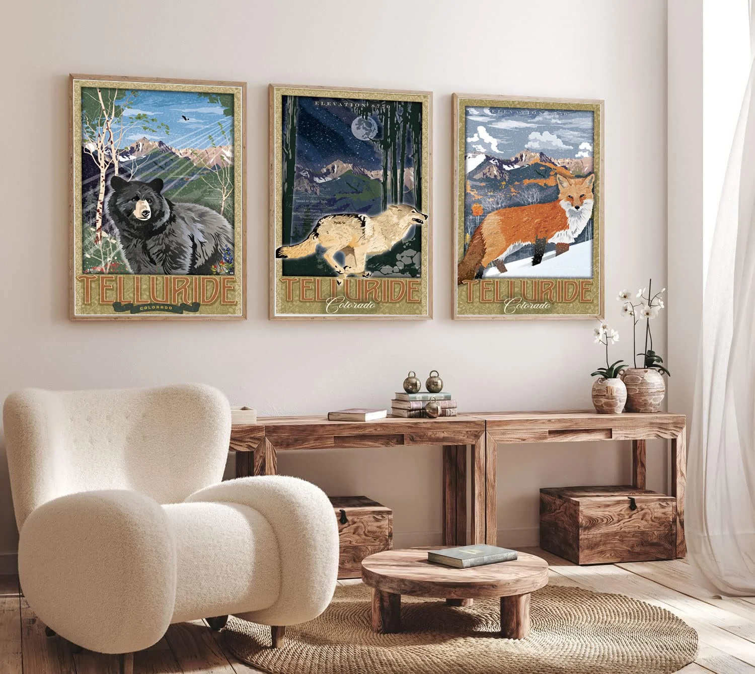 Western triptic living room_ bearfoxwolf telluride.jpg