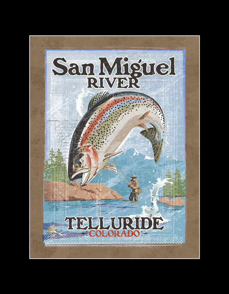 Vintage Fly Fishing Poster NEW for Telluride summer season!