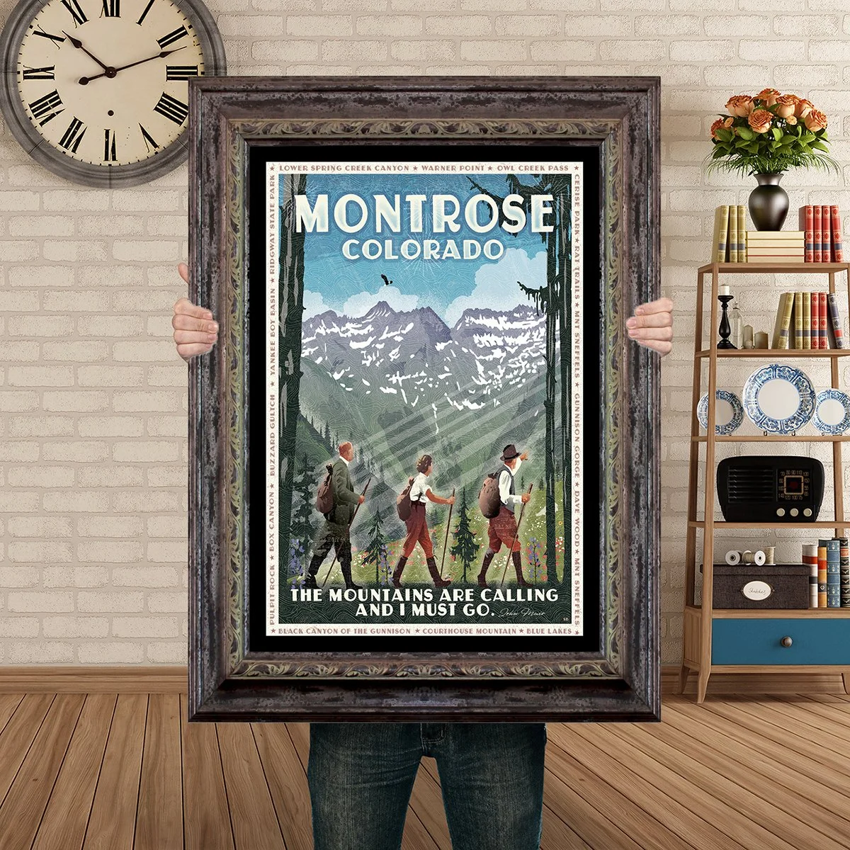 Man Holding Poster Mockup Barnwood The Mountains are calling Montrose.jpg