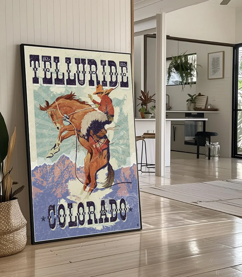 Modern Framed print on floor Buckin Bronc telluride.jpg