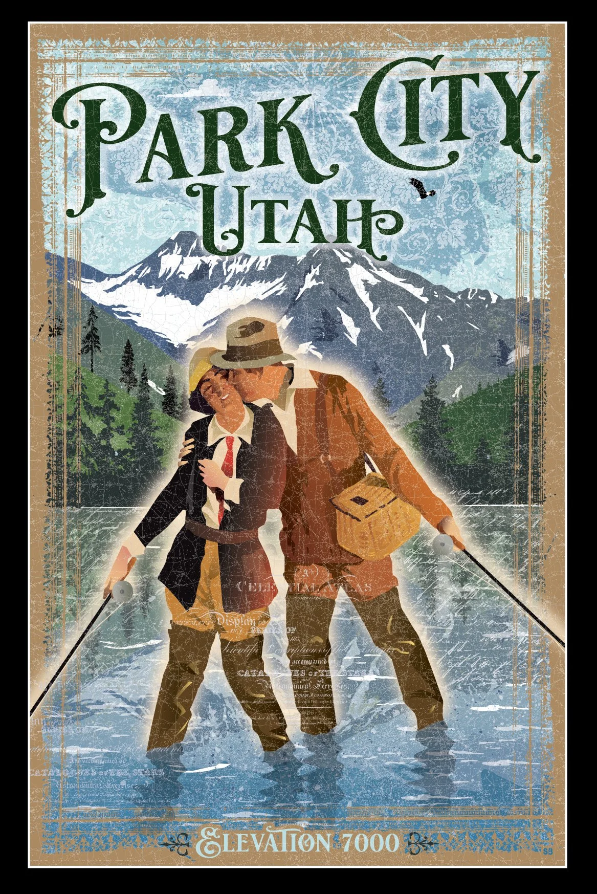 Park City Couple Kissing Fishing 8.5X12.jpg