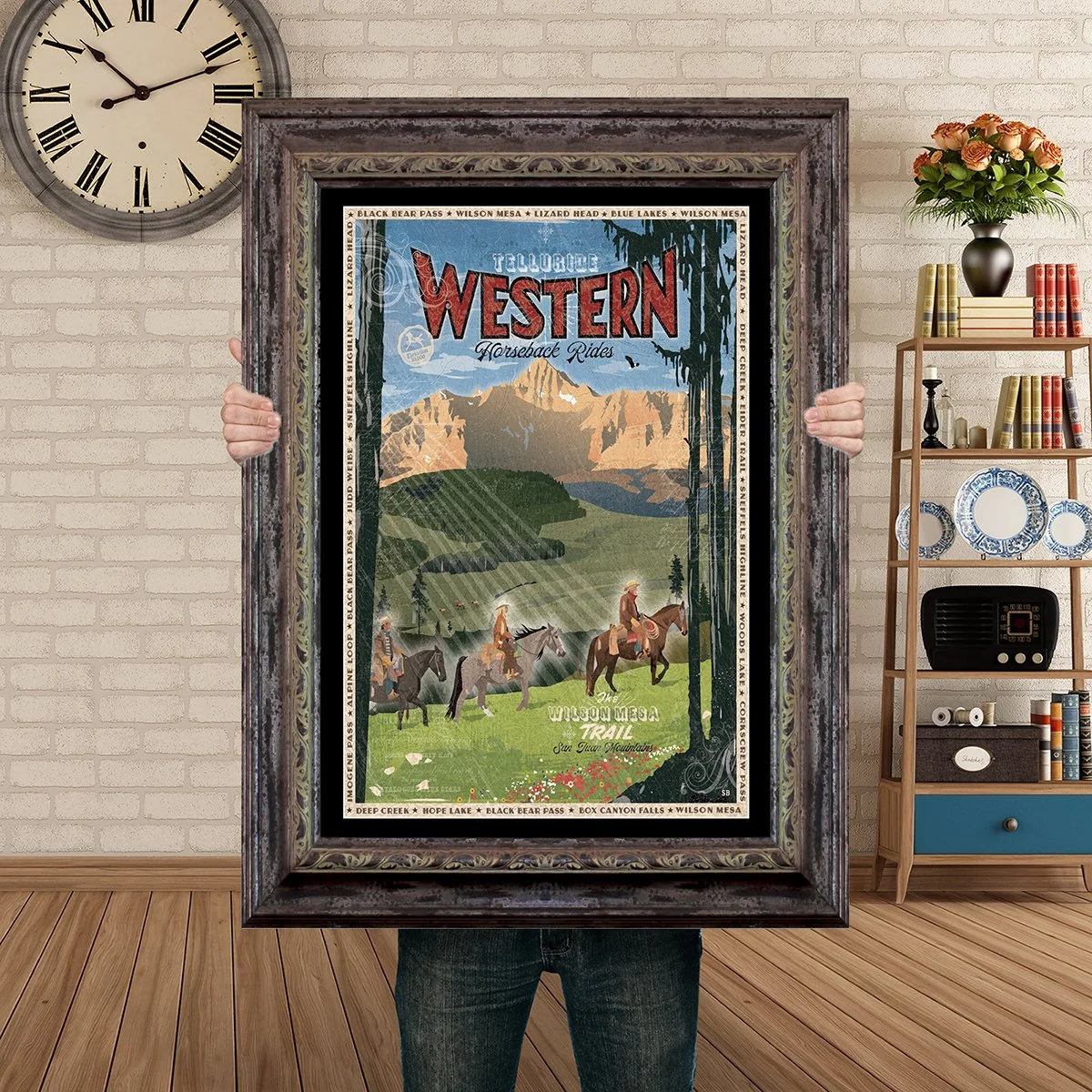 Man Holding Poster Mockup Barnwood Telluride Horseback.jpg
