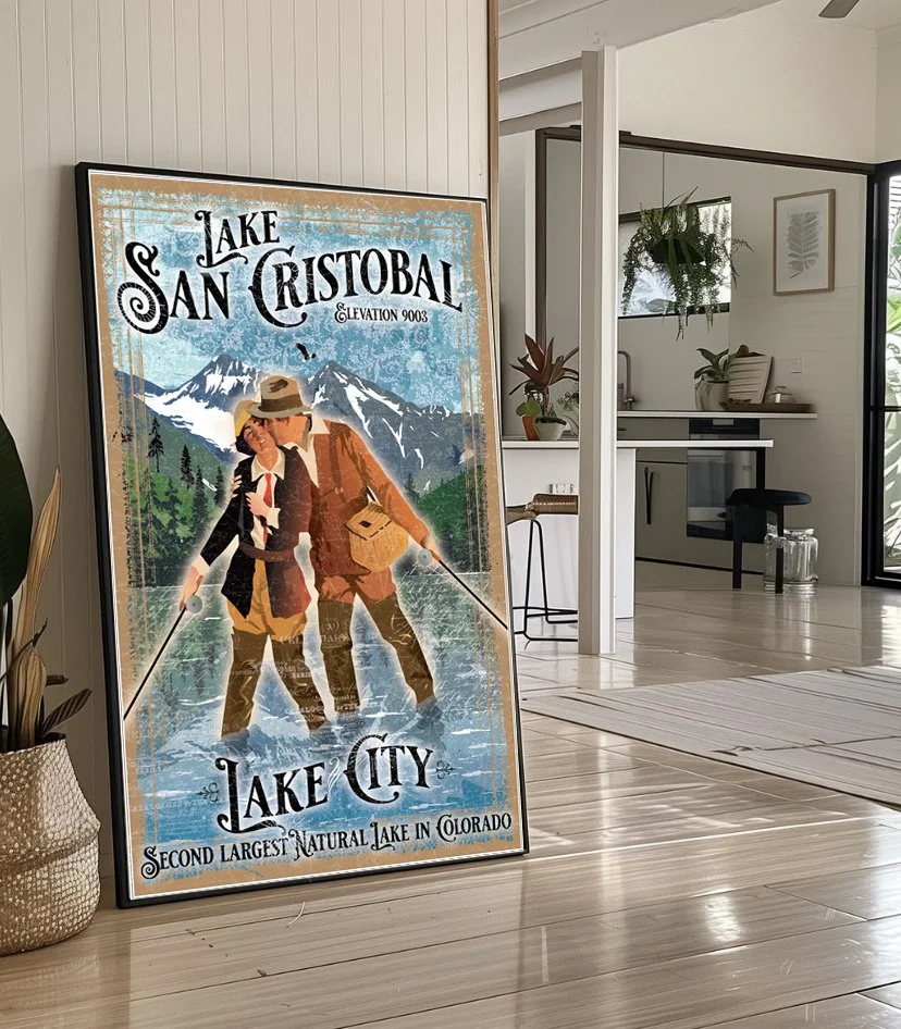 Modern Framed print on floor Lake City kissing fishing.jpg