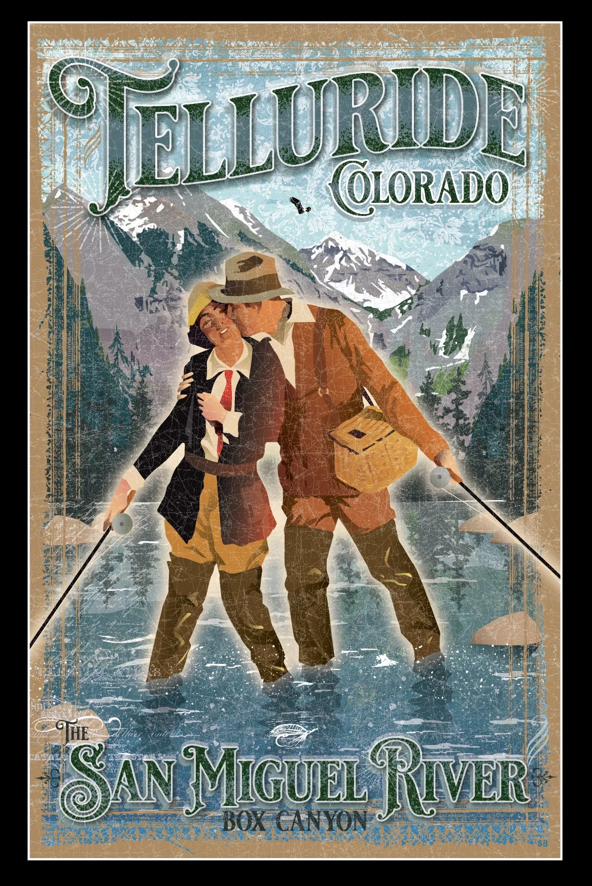 Telluride Kissing Couple Fishing 8.5X12.jpg