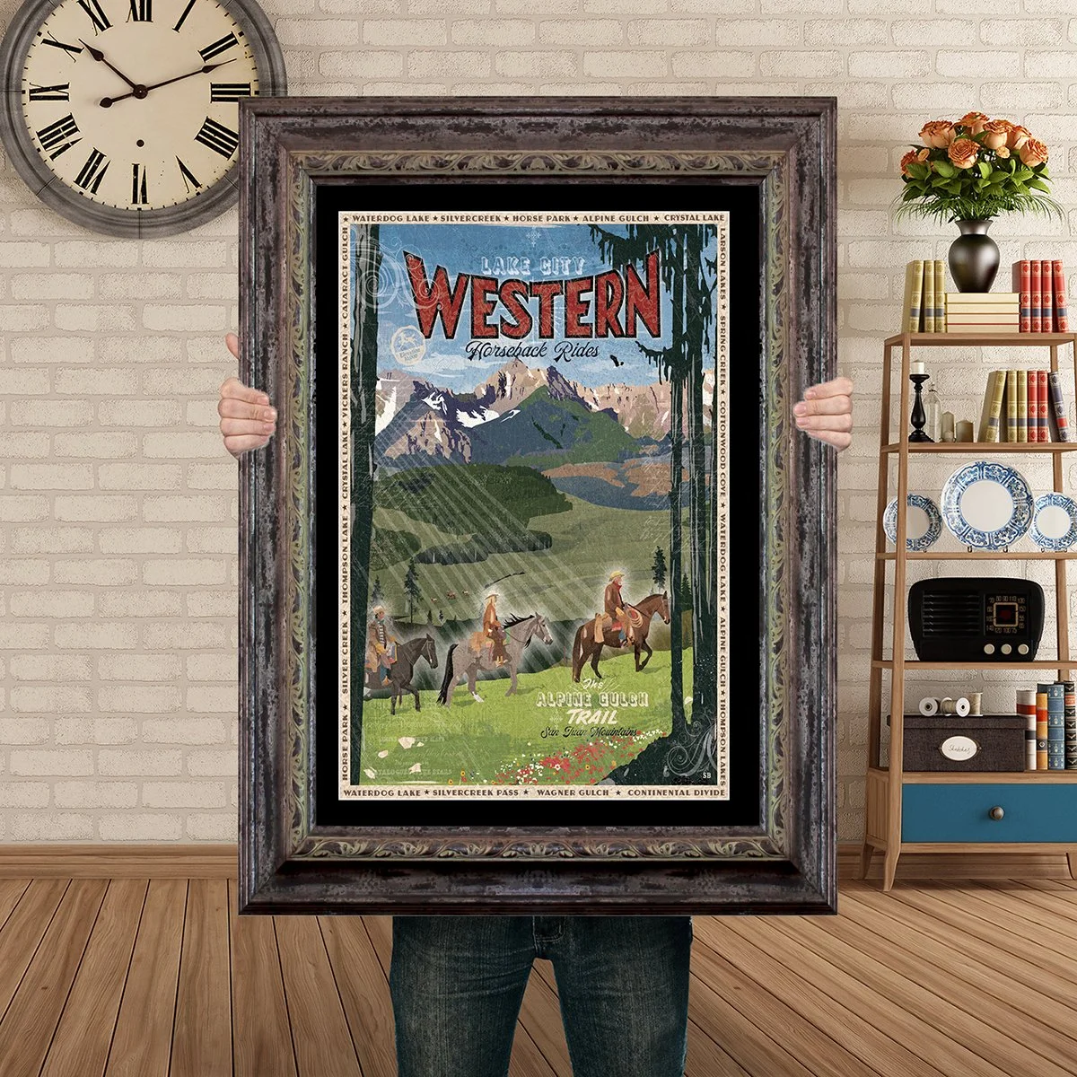Man Holding Poster Mockup Barnwood Lake City Horseback.jpg