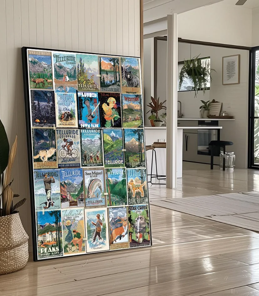 Modern Framed print on floor summer telluride collage.jpg