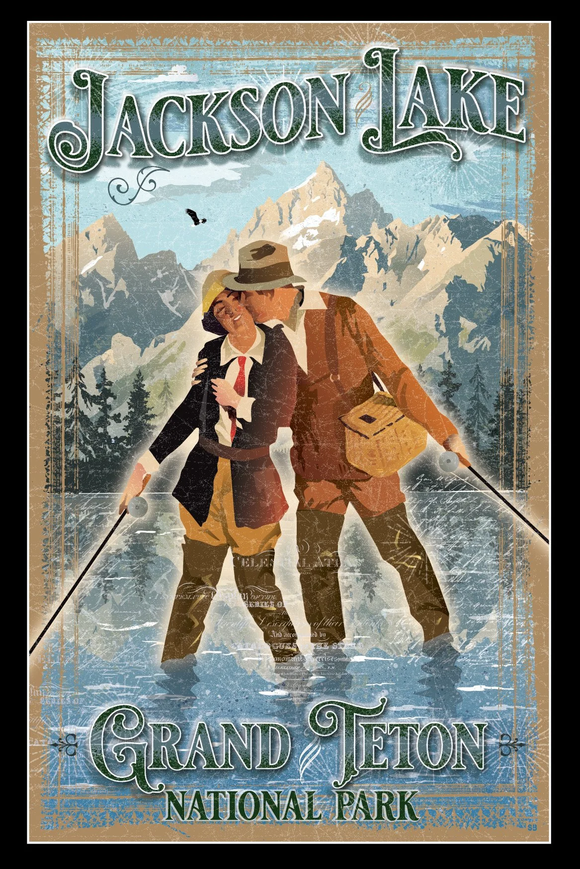 Jackson Lake Kissing Couple Fishing 8.5X12.jpg