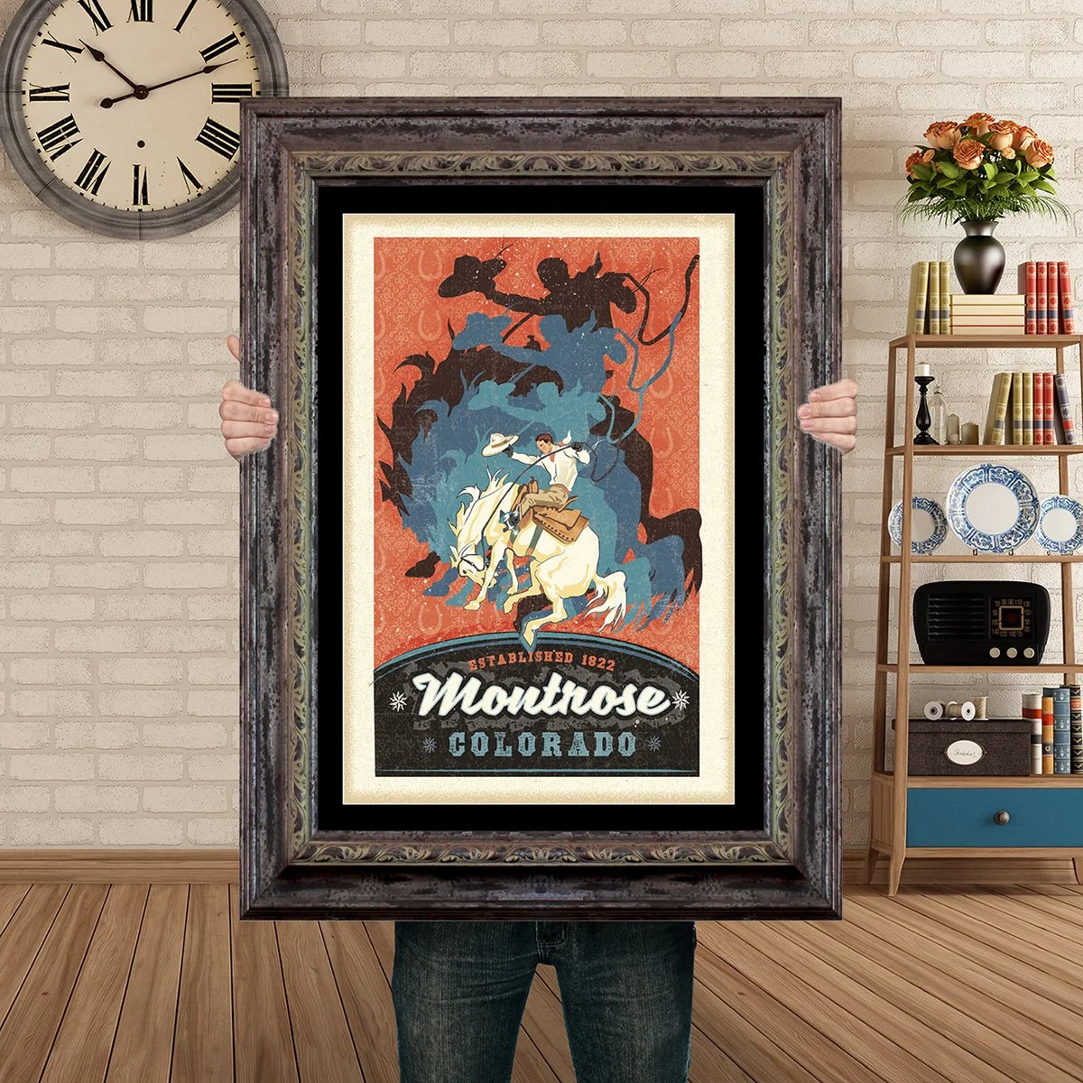 Man Holding Poster Mockup Barnwood Montrose Rodeo King.jpg
