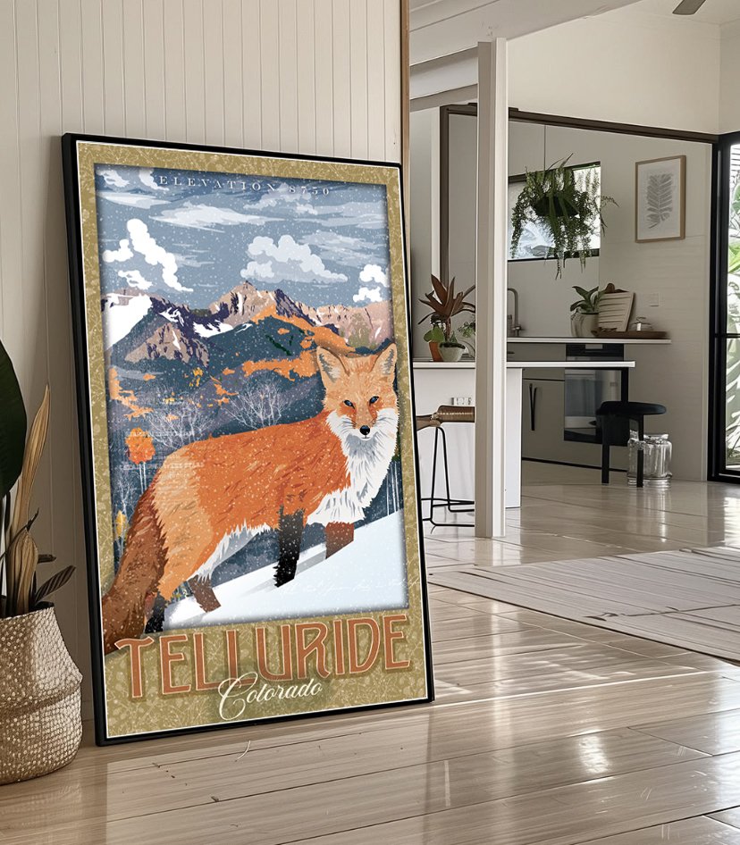 Modern Framed print on floor Telluride Fox.jpg