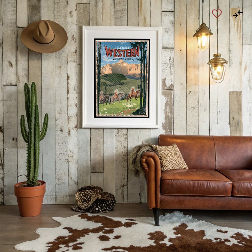 Western Room small matted rints Western horseback.jpg