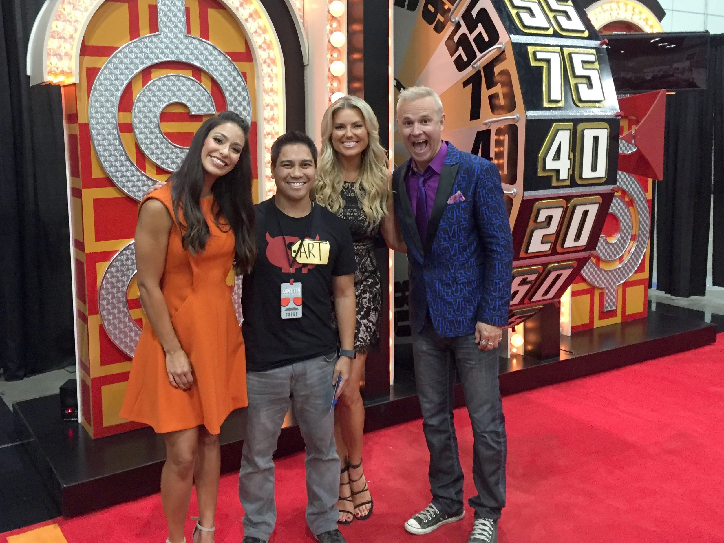 Hanging with Manuela Arbelaez, Rachel Reynolds, and George Grey at The Price is Right wheel.