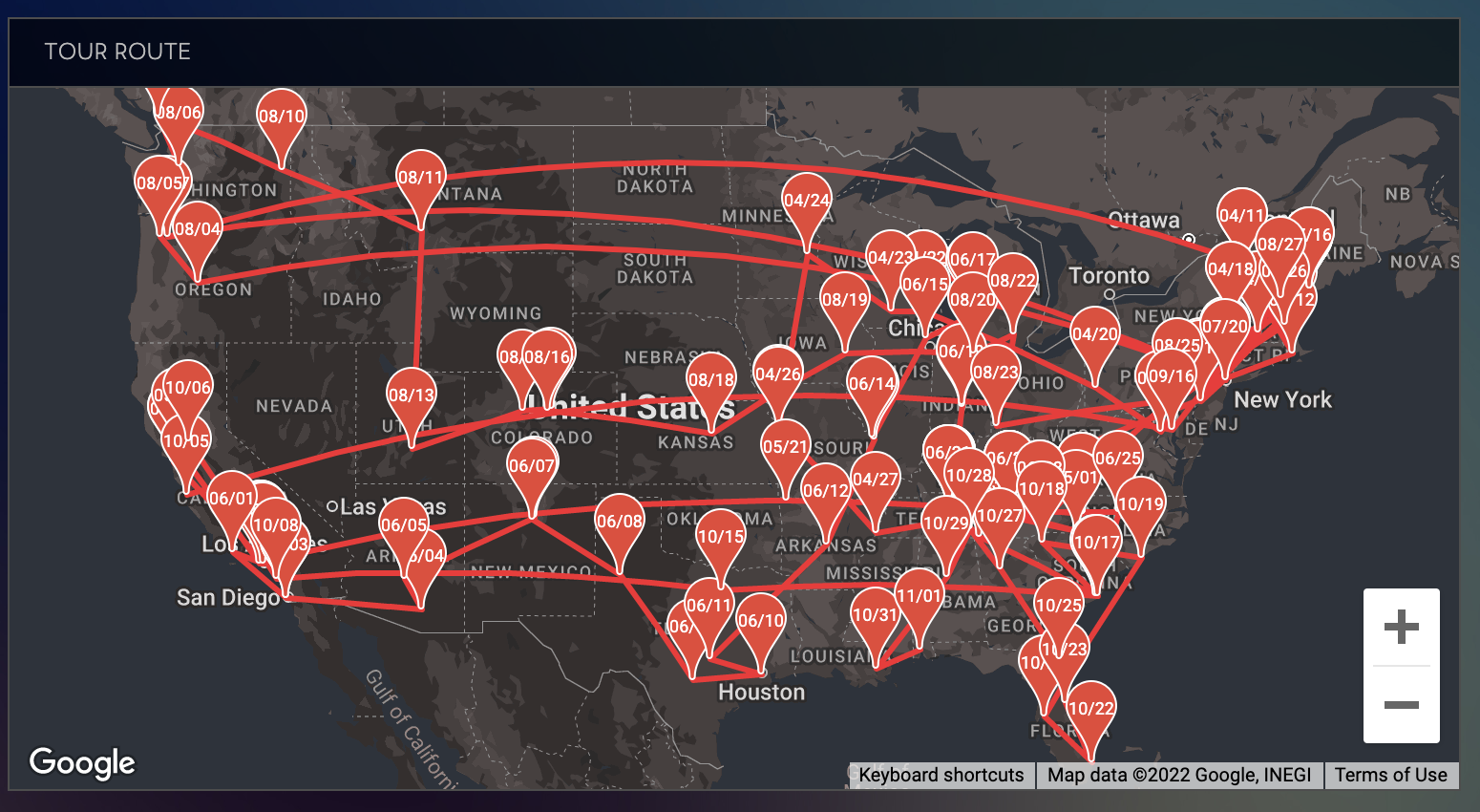Amos Lee tour route USA
