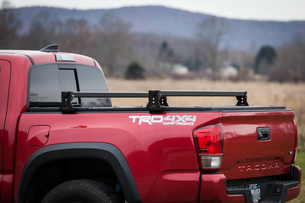 toyota tacoma aluminum hi rise crossbars for use with tonneau covers kb voodoo fabrications