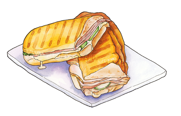 Limited edition giclée print of Cuban Sandwich watercolor painting