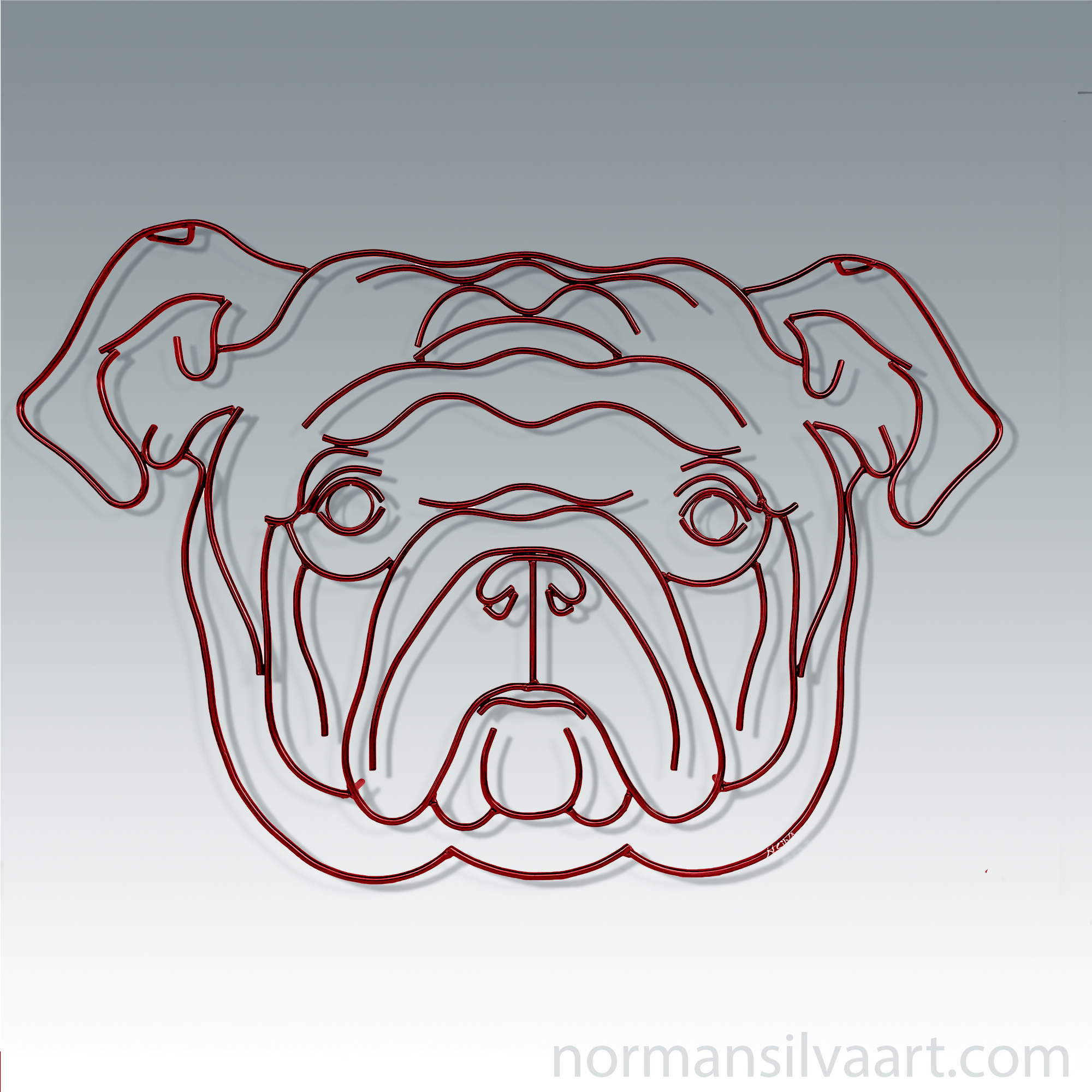 Stylish metal American Bulldog wall art with durable steel construction